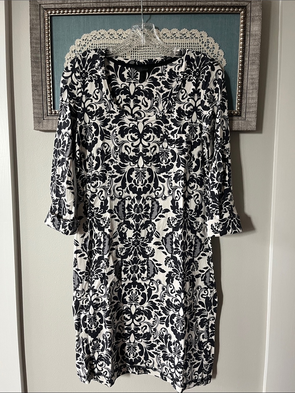Soma Black and White Damask Nightshirt